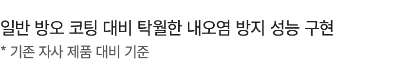 일반 방오 코팅 대비 탁월한 내오염 방지 성능 구현 * 기존 자사 제품 대비 기준